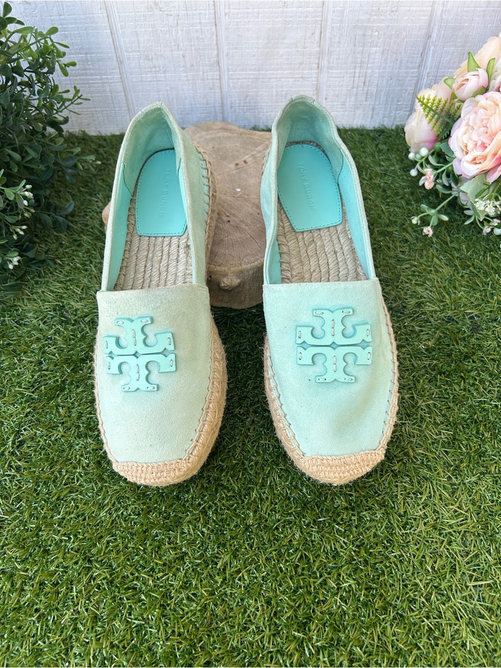 TORY BURCH Everly Platform Espadrille - Sea Bubble Suede size 7 new/no box
